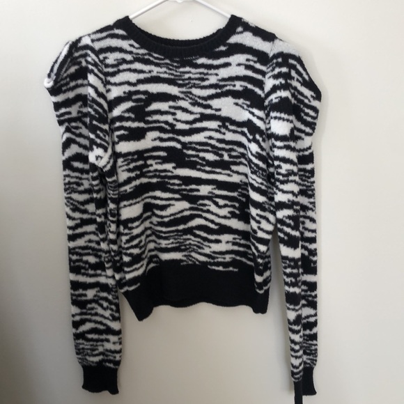 Zebra Stripe Puff Shoulder Sweater - Picture 3 of 4